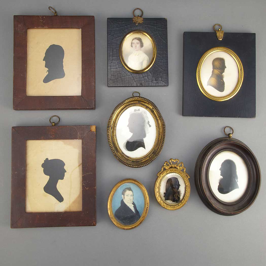 Appraisal: Group of Silhouette Portraits th Century Comprising two cut examples