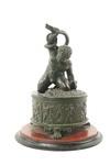 Appraisal: FRENCH BRONZE FIGURAL INKWELL - Infant Hercules struggling with the