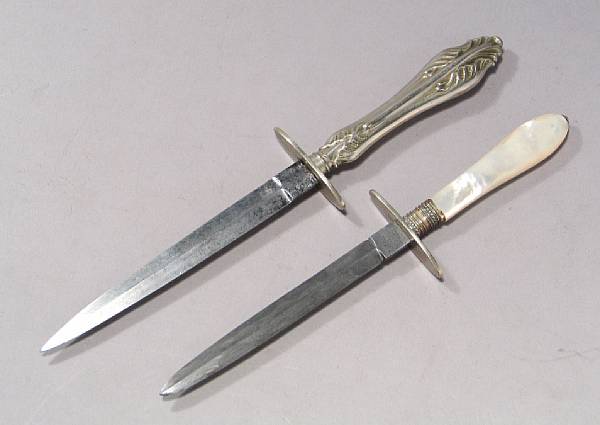 Appraisal: A lot of two English dirk knives Comprising Narrow inch