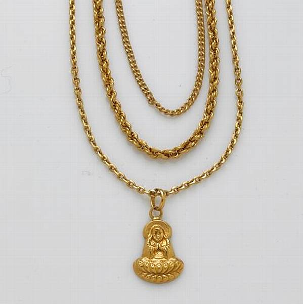 Appraisal: A collection of three k gold chains together with a