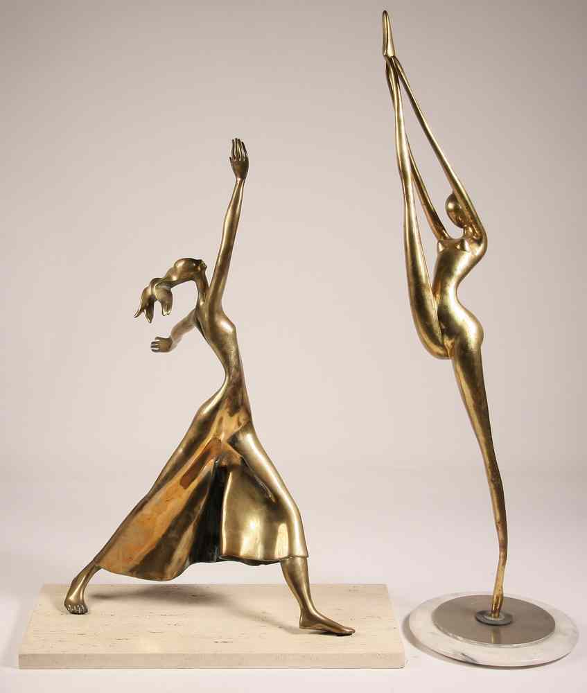 Appraisal: BRASS SCULPTURES - Two Modernist Depictions of Dancers a Ballerina