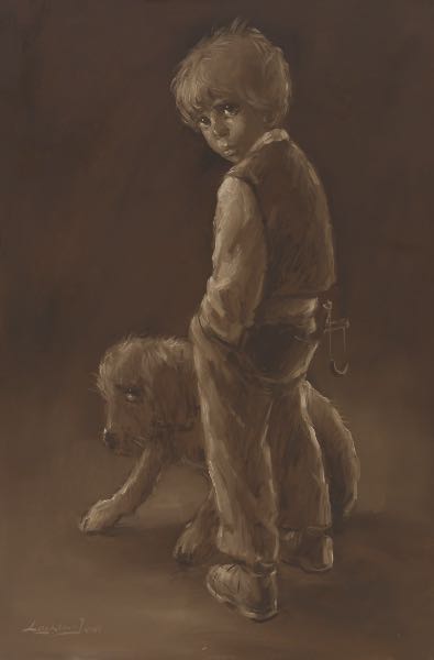 Appraisal: BARRY LEIGHTON-JONES BRITISH - x Boy with Dog Oil on