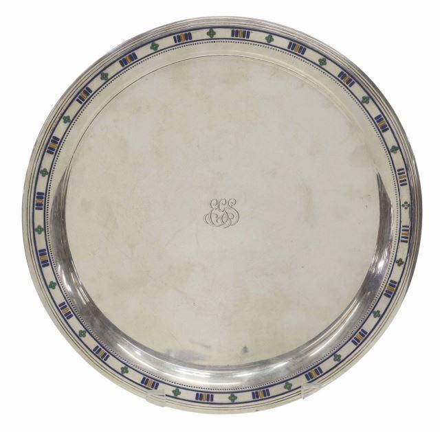 Appraisal: American sterling silver serving plate tray Tiffany Company Makers c