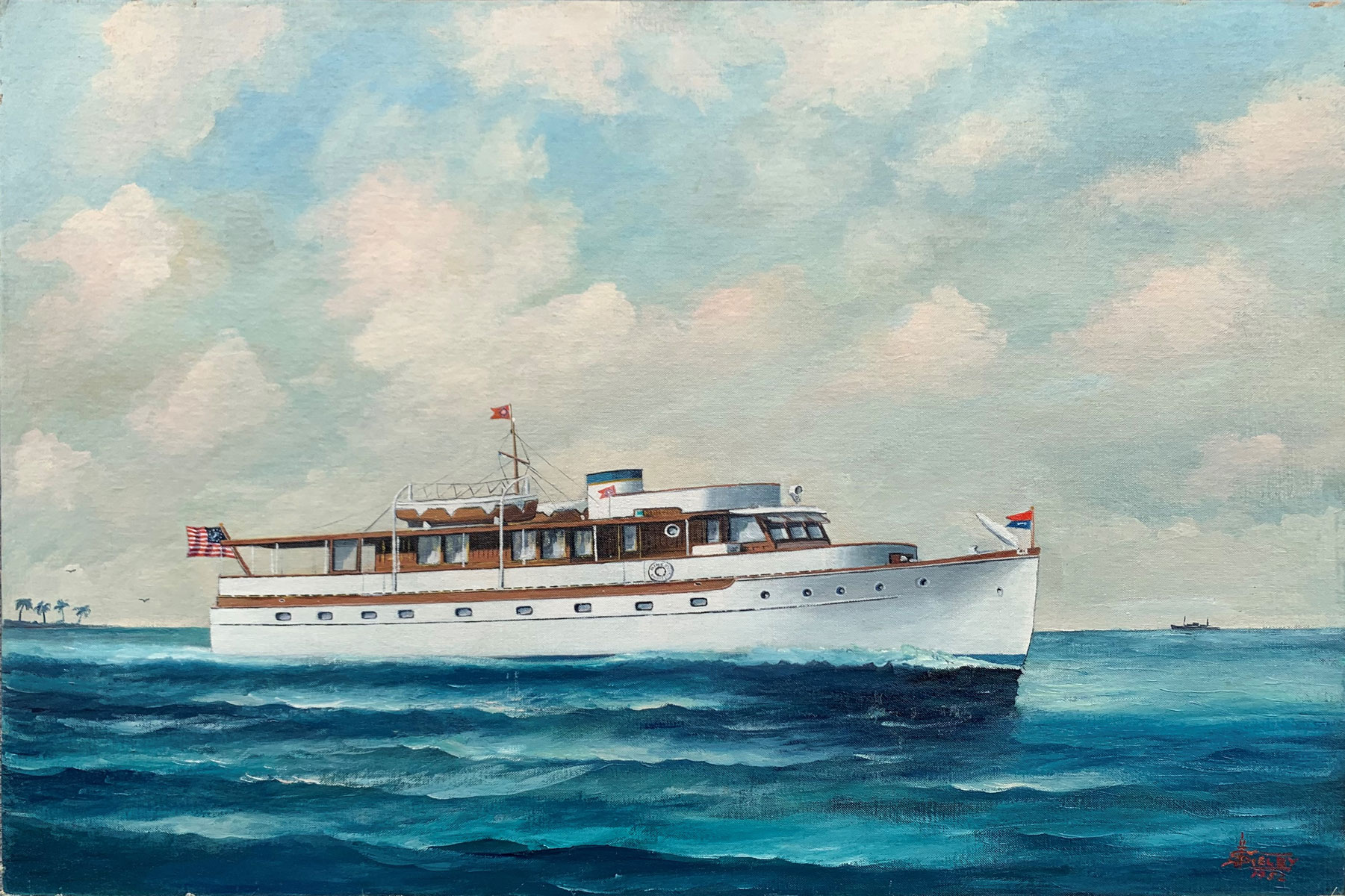 Appraisal: SELBY Joe American - ''The Motoryacht Minerva'' Oil Canvasboard ''