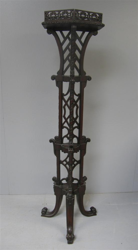 Appraisal: Mahogany Chinese Chippendale style torchere h in