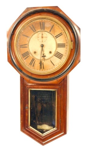 Appraisal: A late thC Ansonia Clock Company mahogany drop dial wall