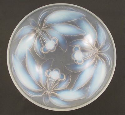 Appraisal: A G Vallon opalescent glass bowl moulded in relief with