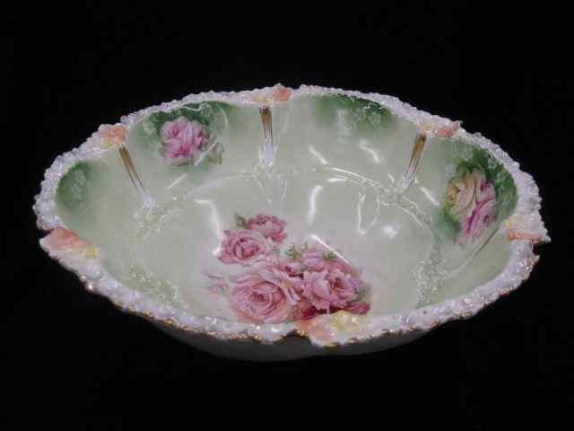 Appraisal: R S Prussia Porcelain Berry Bowl panelled florals signed ''