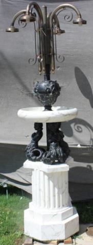 Appraisal: Tier Faux Marble Painted Fountain With light brass lamp and