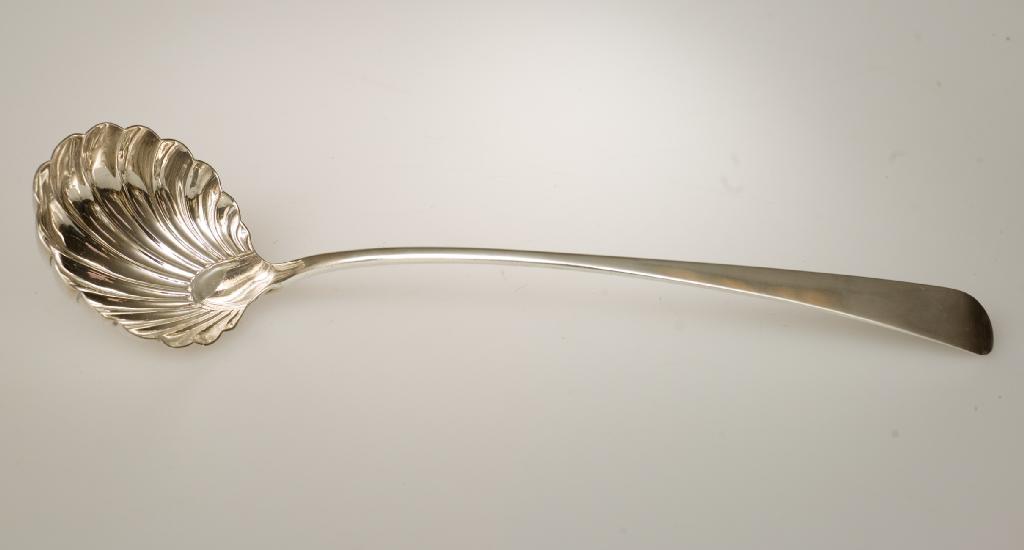 Appraisal: GEORGE III SILVER SOUP PUNCH LADLE LONDON maker's mark indistinct