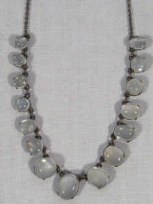 Appraisal: A silver and moonstone necklace approx cm long