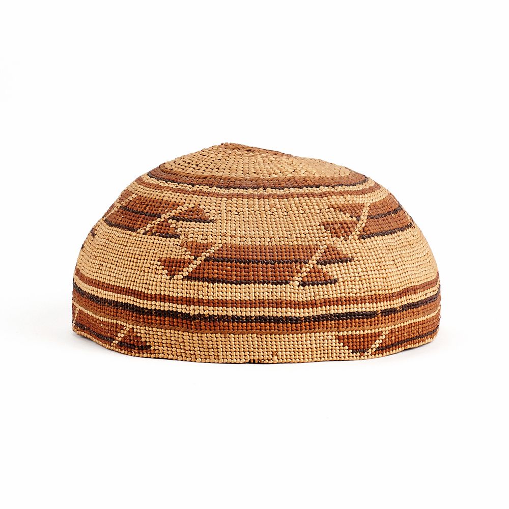 Appraisal: Hupa Three-Color Woven Basket Hat Native American Hupa basket hat