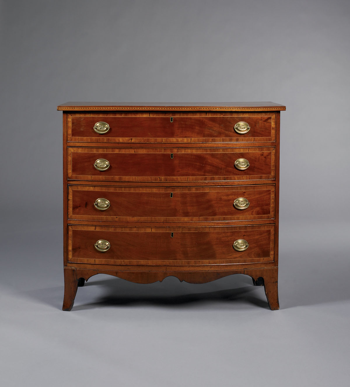 Appraisal: MASSACHUSETTS FEDERAL INLAID MAHOGANY BOWFRONT CHEST OF DRAWERS PROBABLY BOSTON