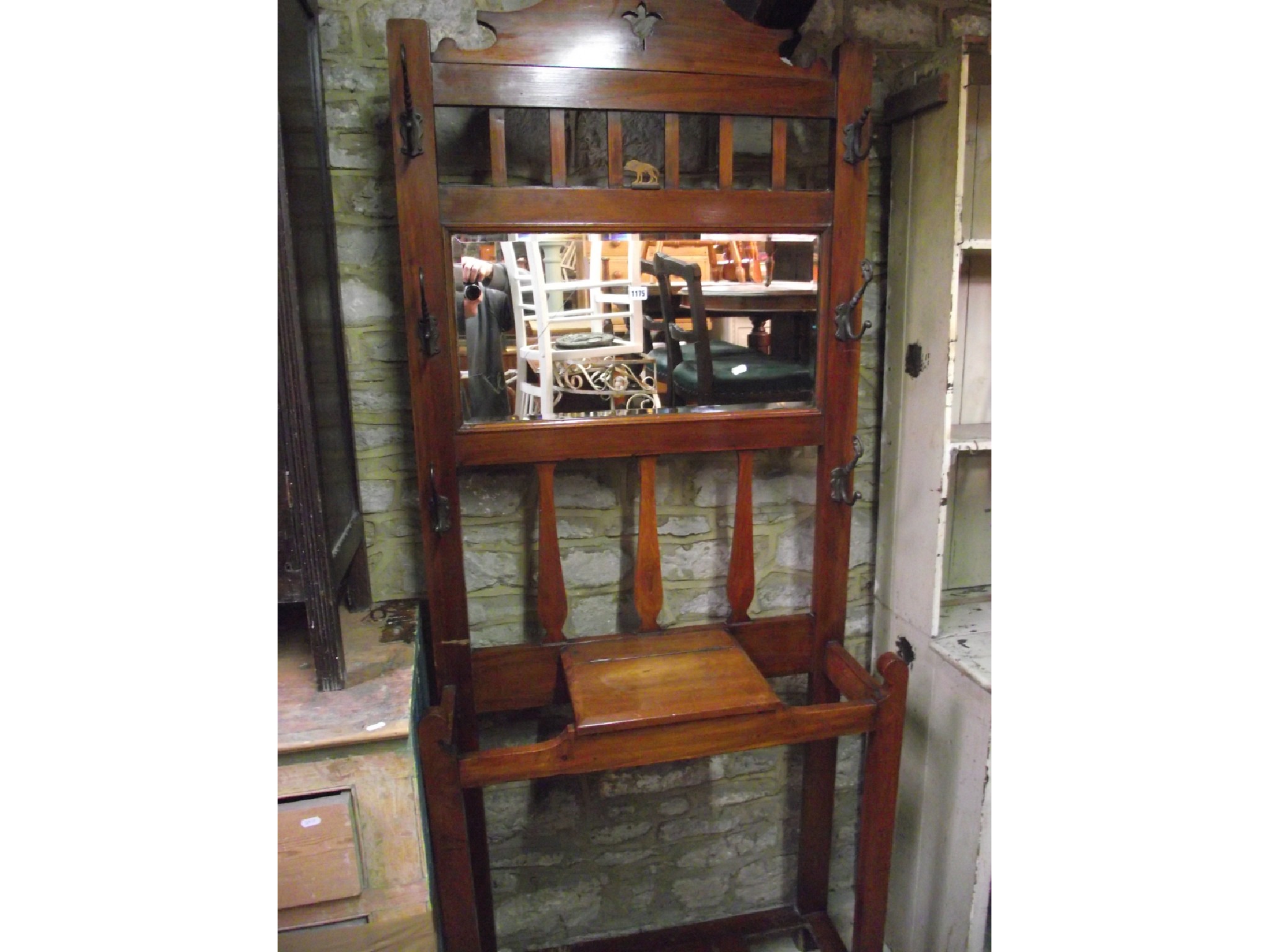 Appraisal: An Edwardian walnut freestanding hallstand of full height the raised