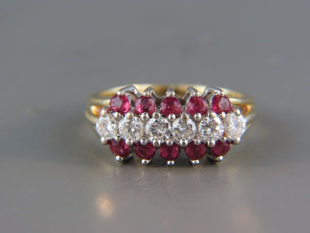 Appraisal: Ruby Diamond Ring rich round rubies and round diamonds total