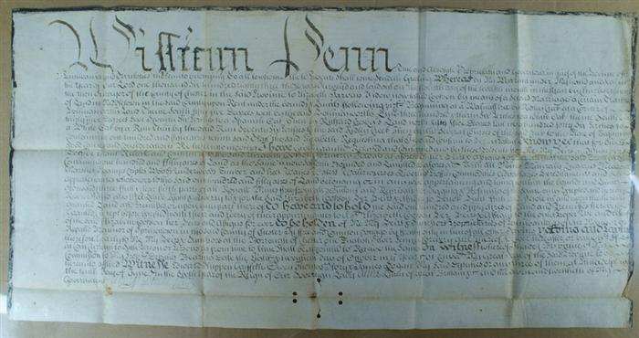 Appraisal: William Penn land transfer document pertaining to land grant of