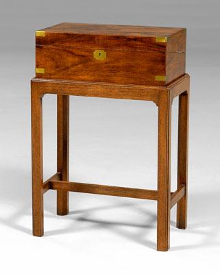 Appraisal: Brass-mounted lap desk English walnut - x - x in