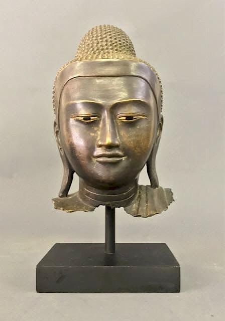 Appraisal: Burmese Bronze Buddha Head Burmese bronze Buddha head th c