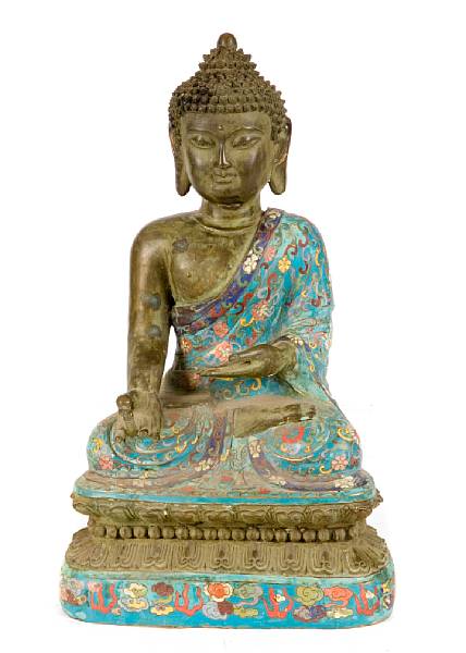 Appraisal: A cloisonne seated Buddha height in width in depth in