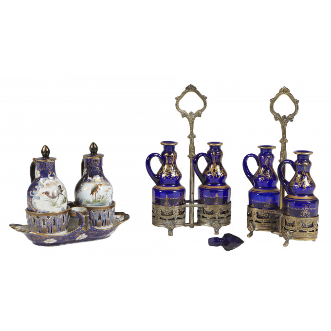 Appraisal: Group of Three Two Bottle Cruet Sets early th c