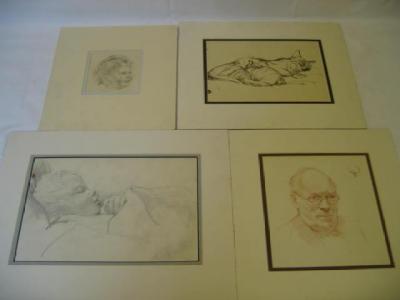 Appraisal: JOYCE PLATT A portfolio of portraits in pencil and crayon