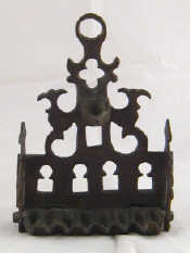 Appraisal: Judaica A bronze chanukia cast in five sections the backplate