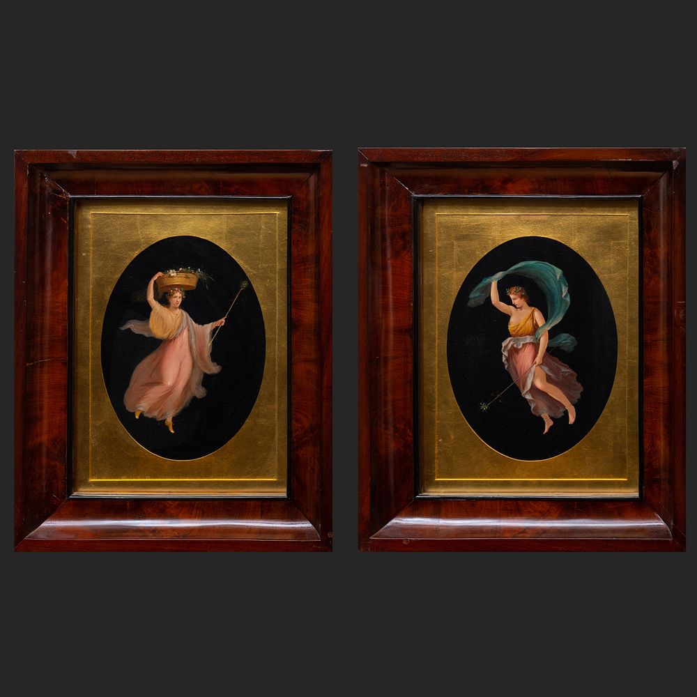 Appraisal: Italian School The Dancing Hours A Pair Two oil on