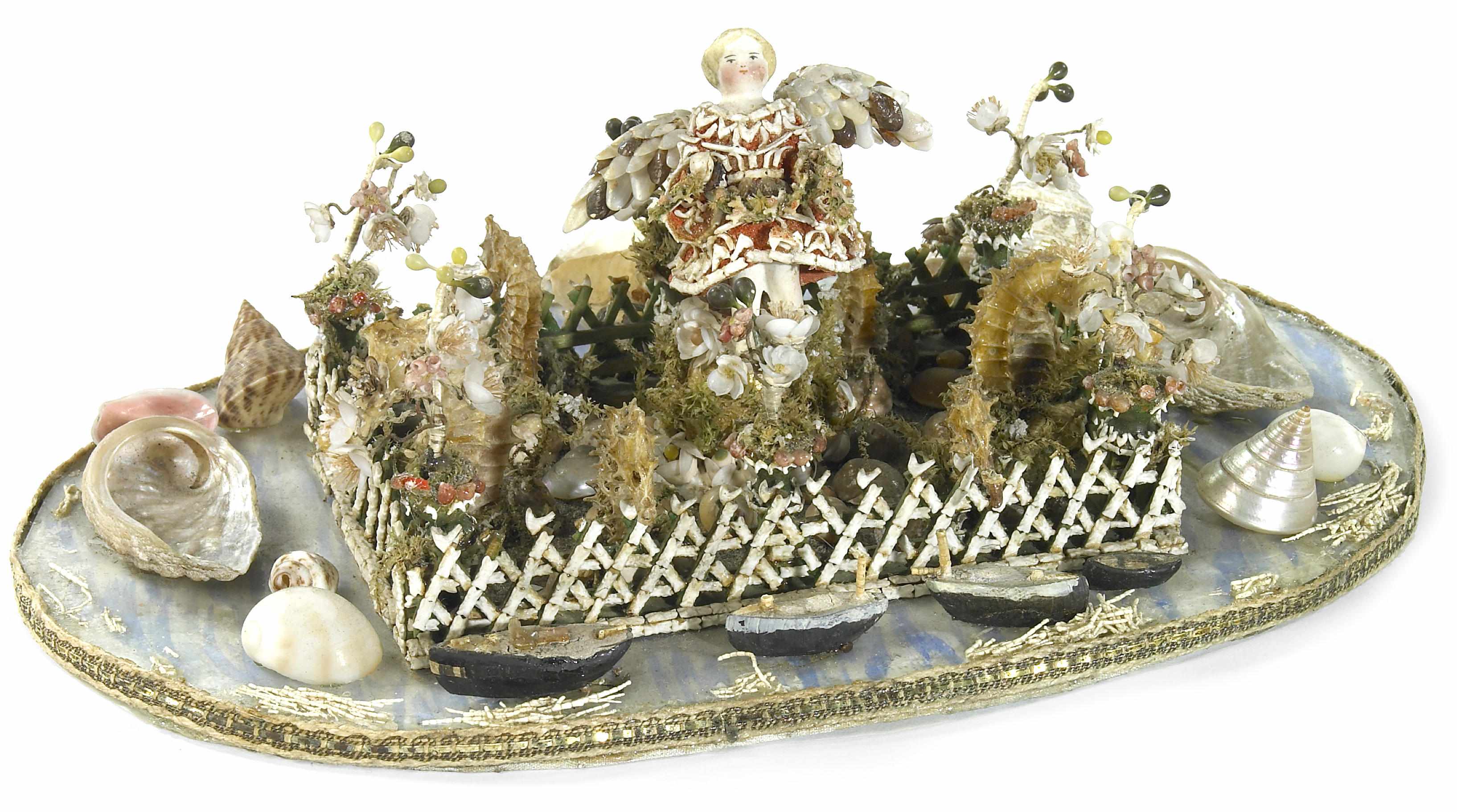 Appraisal: An Italian shell and mixed media diorama th century Depicting