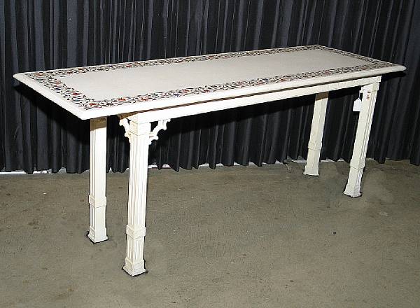 Appraisal: A Neoclassical style pietre dure and painted console table modern