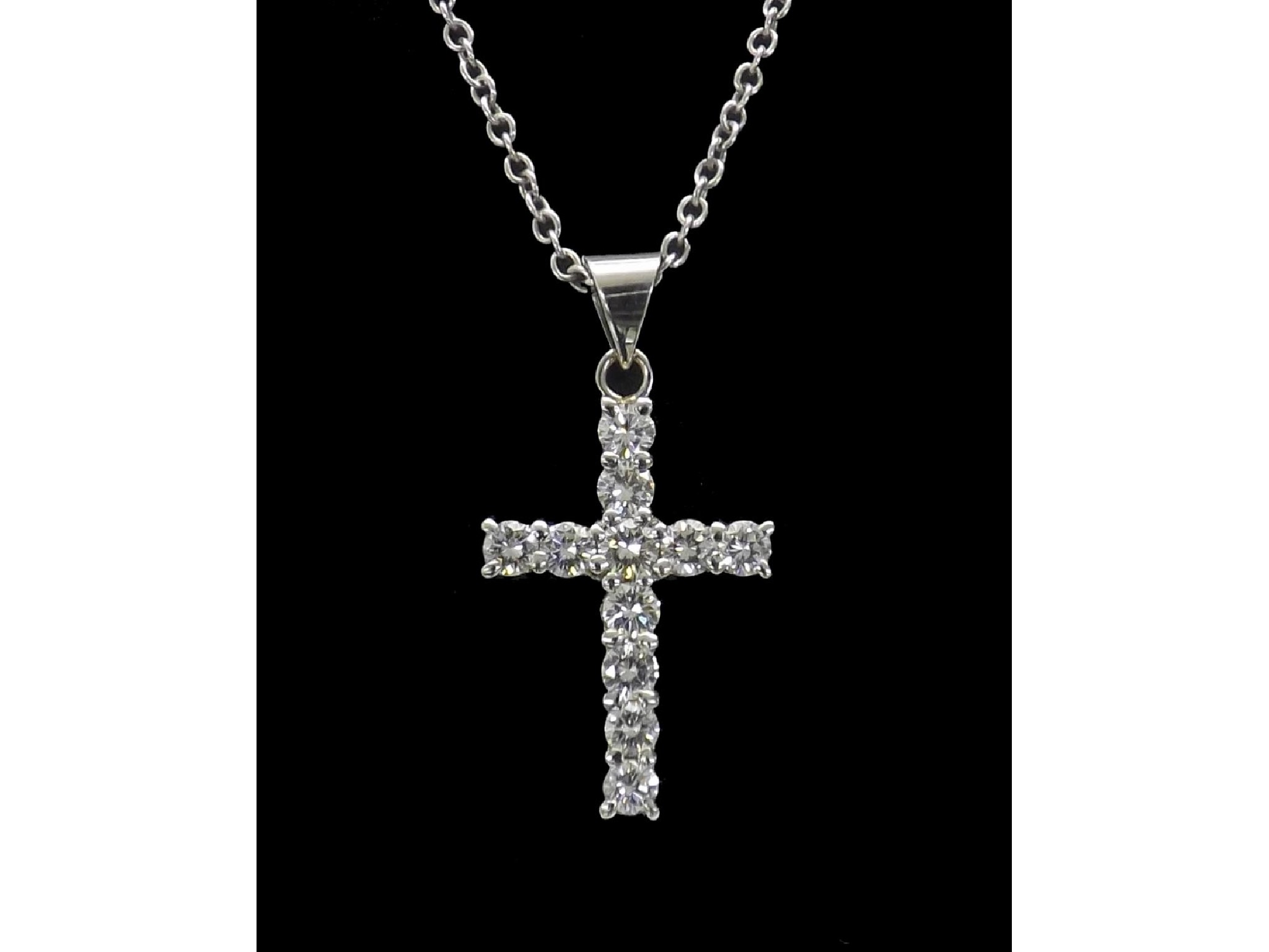 Appraisal: - -b ct white gold diamond set cross pendant on