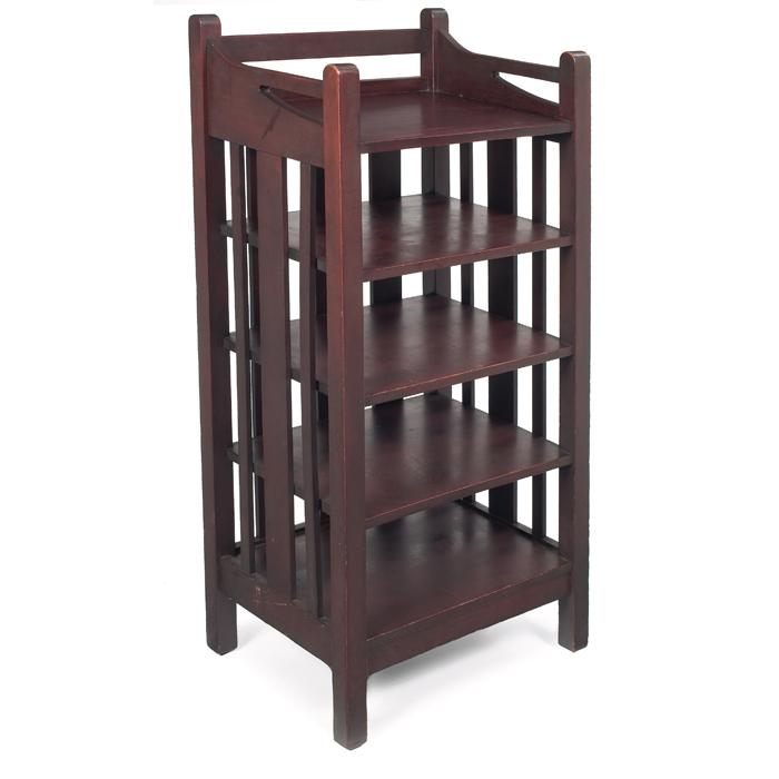 Appraisal: Stickley Brothers magazine stand in mahogany fiveshelves supported by slatted