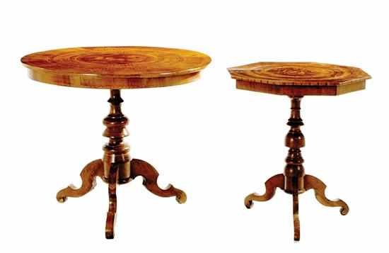 Appraisal: Continental marquetry and walnut center tables late th century circular