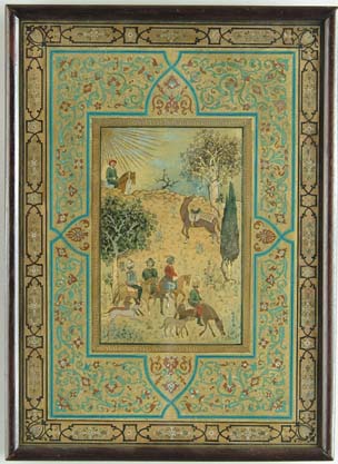 Appraisal: UNSIGNED Middle Eastern th Century THE HUNT Watercolor scene shows