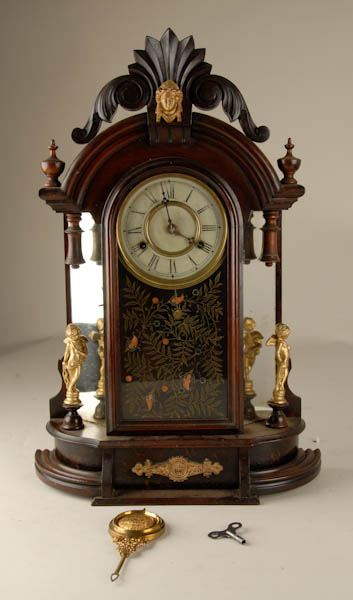 Appraisal: New Haven Mirror Side Clock walnut case day time and