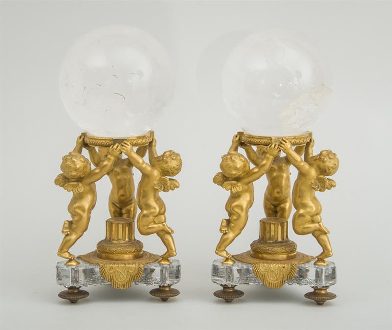 Appraisal: PAIR OF LOUIS XVI STYLE CHERUB-FORM STANDS AND A PAIR