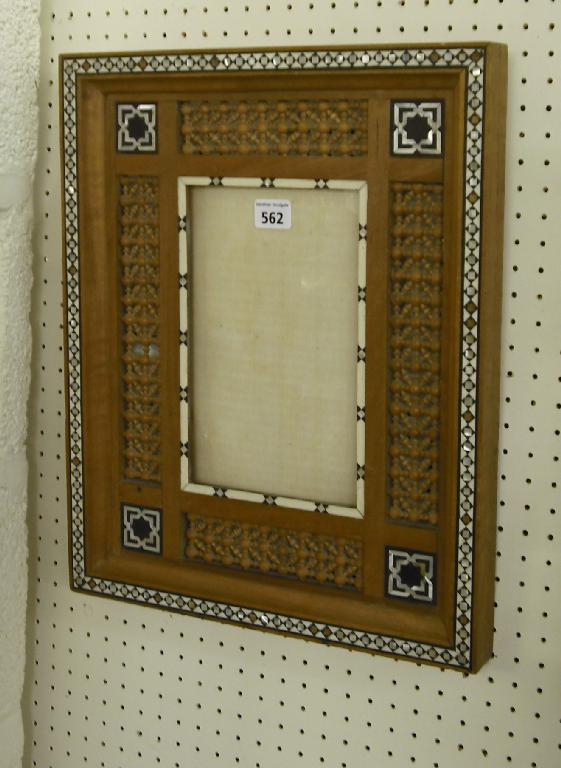 Appraisal: Moorish sandalwood and mother of pearl inlaid picture frame with