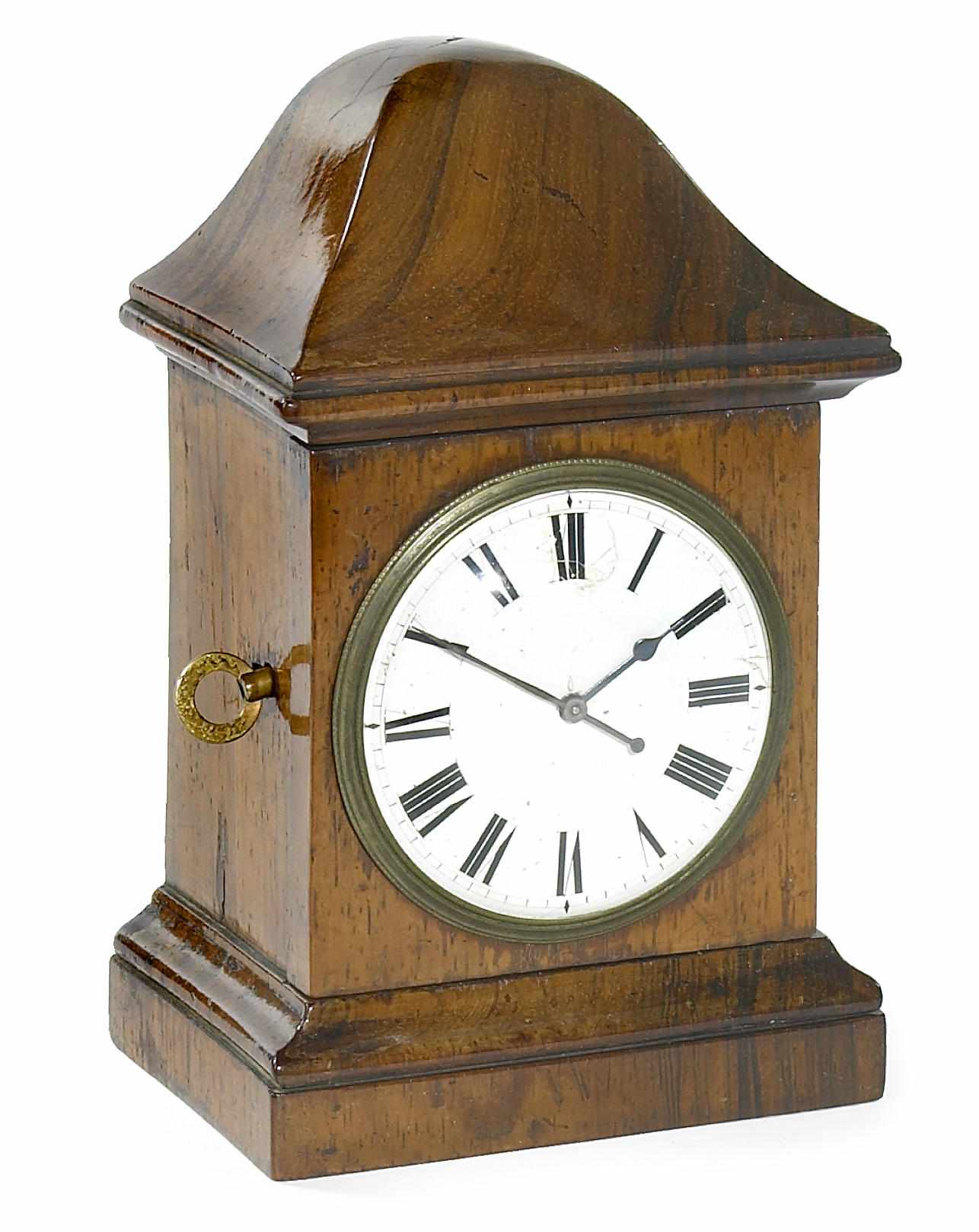 Appraisal: A Continental walnut desk timepiece th century The rectangular case