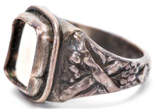 Appraisal: Shiner Ring Circa Heavy metal ring fitted with a tiny