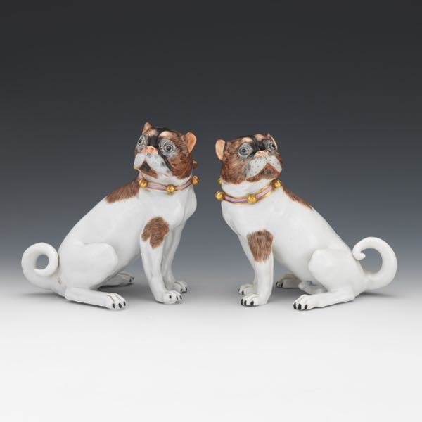 Appraisal: PAIR OF DRESDEN PORCELAIN PUGS x x each Pair of