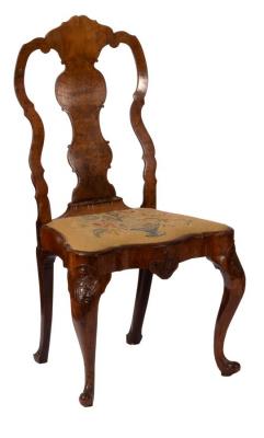 Appraisal: A George I walnut single chair with splat back needlework