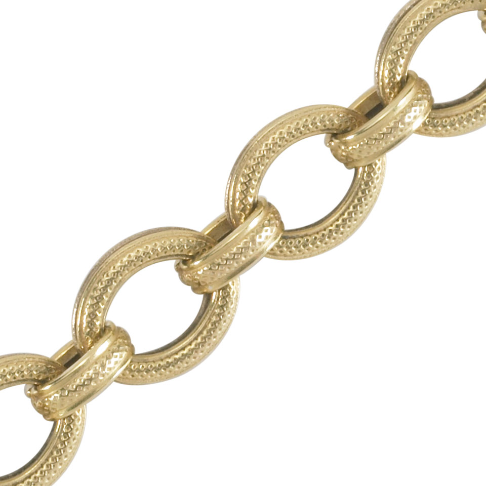 Appraisal: Italian k Yellow And White Gold Oval Link Bracelet length