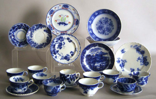 Appraisal: Group of flow blue to include cups and saucers bowls