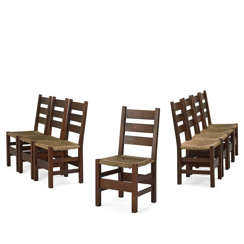 Appraisal: GUSTAV STICKLEY Dining chairs GUSTAV STICKLEY Eight dining chairs Eastwood