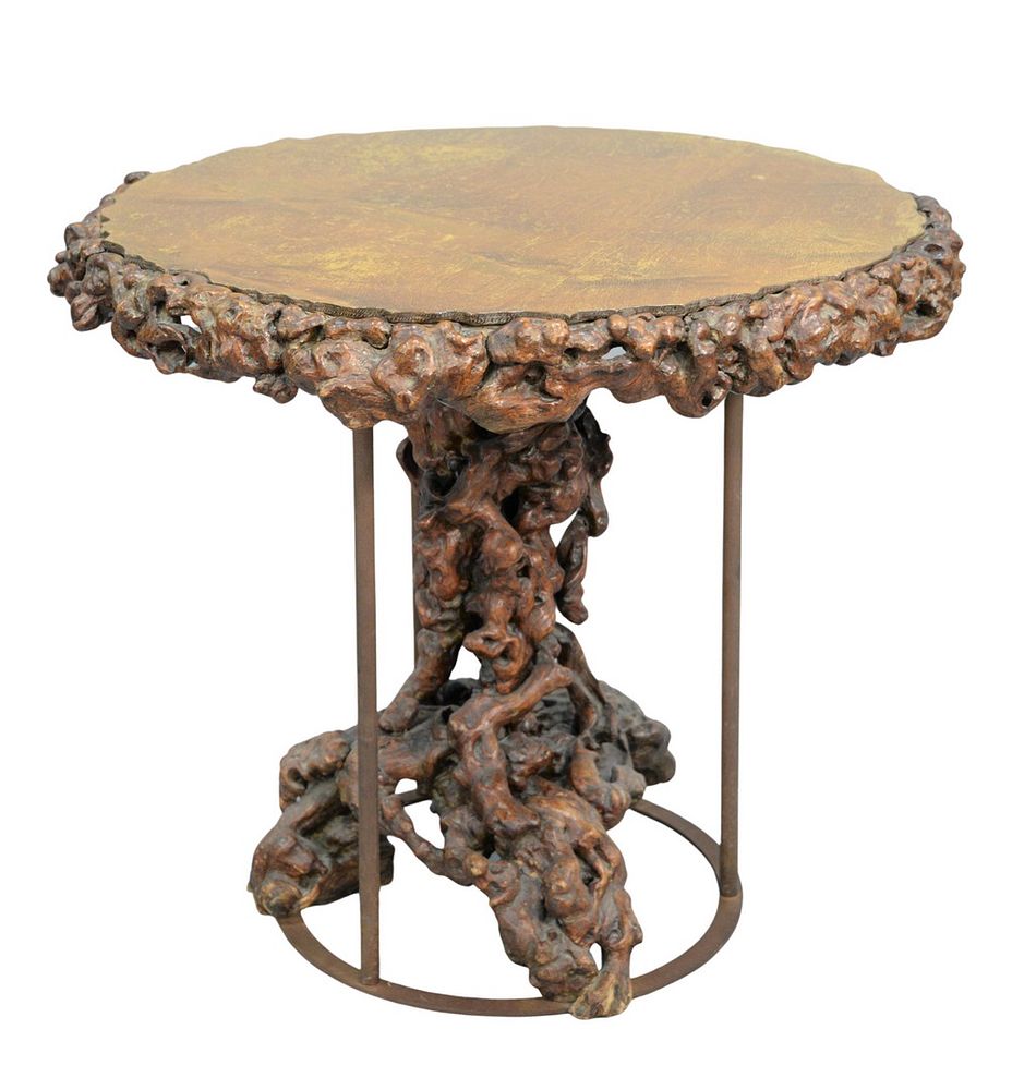 Appraisal: Chinese Root Table having circular top with root apron on