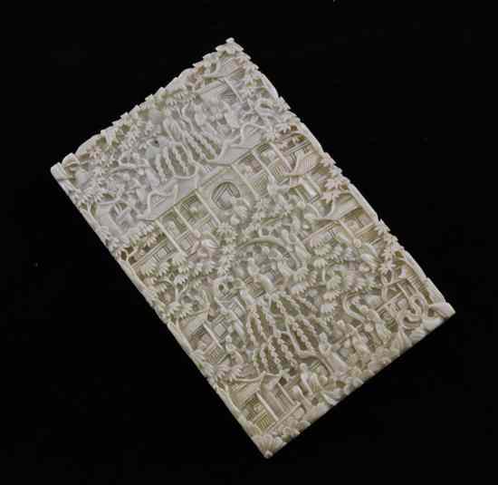 Appraisal: A Chinese Export ivory card case late th century carved