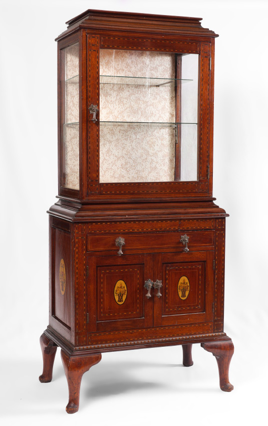 Appraisal: CONTINENTAL INLAID DISPLAY CABINET th century European most likely Italian