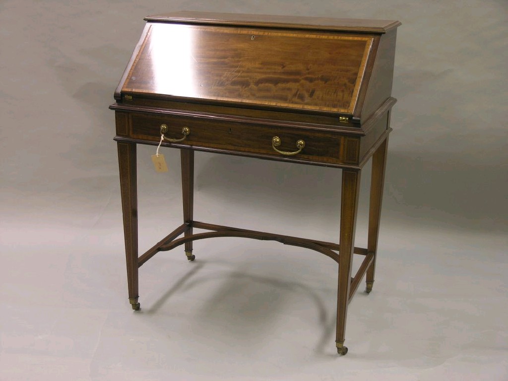 Appraisal: A Maple Co Edwardian inlaid mahogany lady's bureau satinwood cross-banded