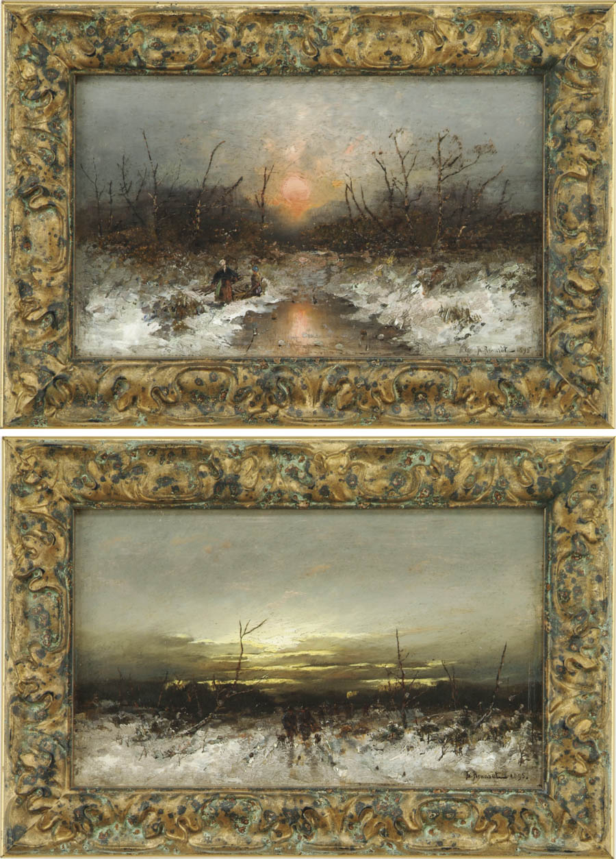 Appraisal: DESIRE THOMASSIN RENARDT Austrian - SUNRISE AND SUNSET Oil on