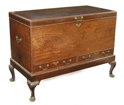 Appraisal: A George II mahogany blanket chest on a stand with