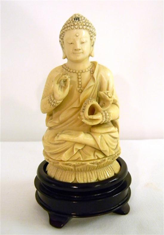 Appraisal: Chinese th C ivory figure of Buddha in full lotus